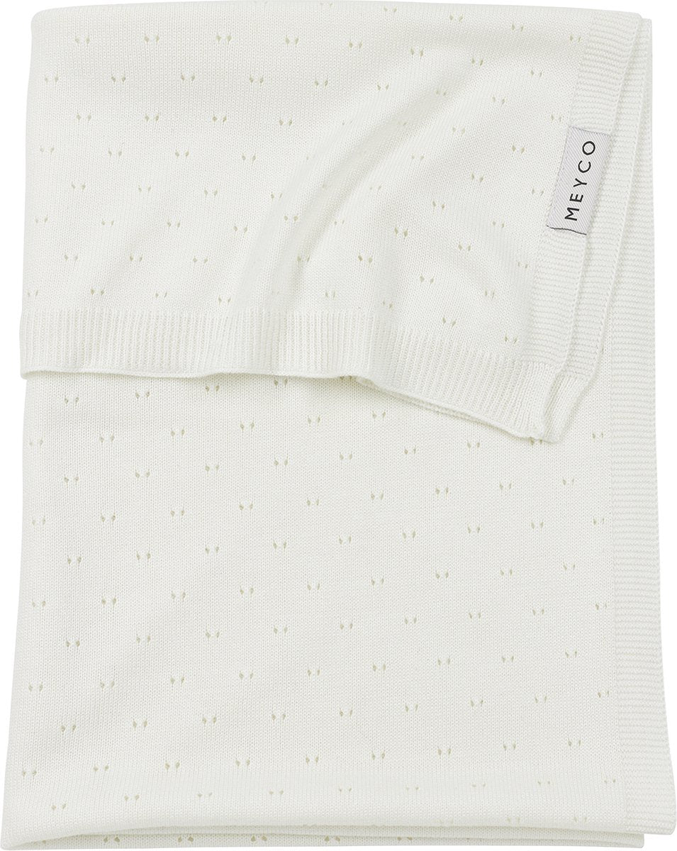 Meyco baby ajour ledikant deken - bamboe - offwhite - 100x150cm - 0.3 tog