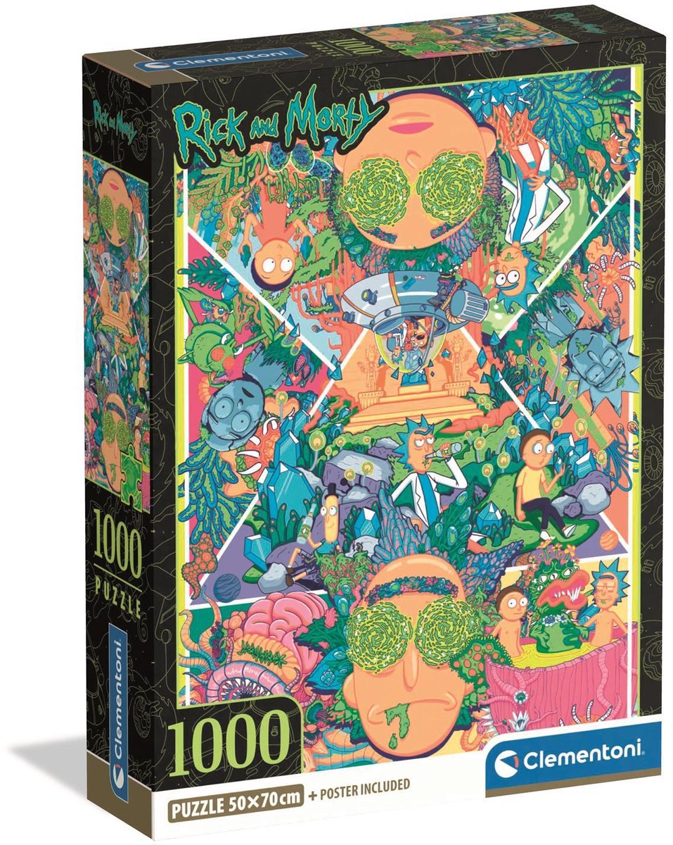 Clementoni legpuzzel rick and morty vol. 2 - puzzel 1000 stukjes - jigsaw puzzle - compact box - legpuzzels en puzzels voor volwassenen