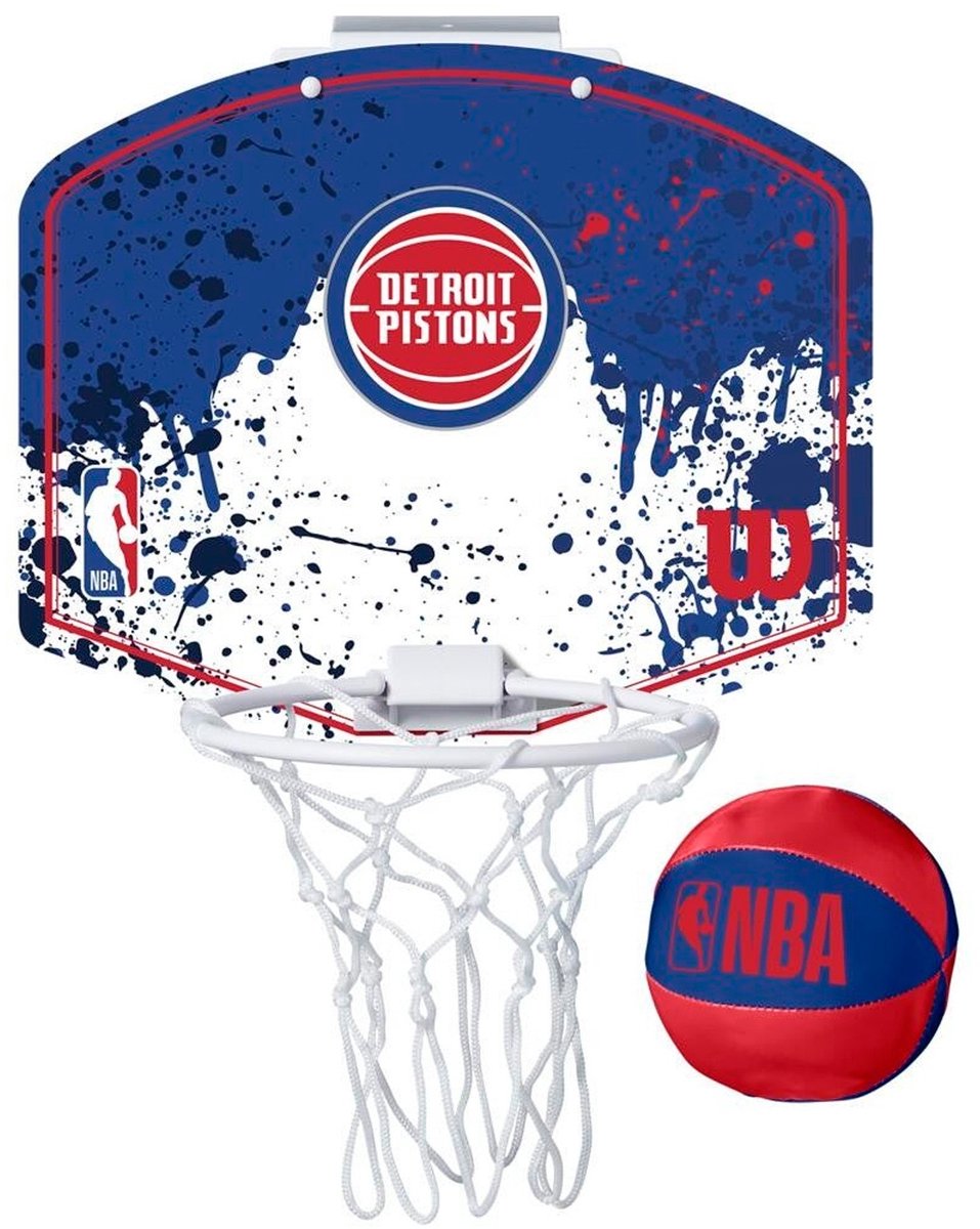 Wilson team mini hoop nba pistons set met bal en mini basketbalbord veelkleurig