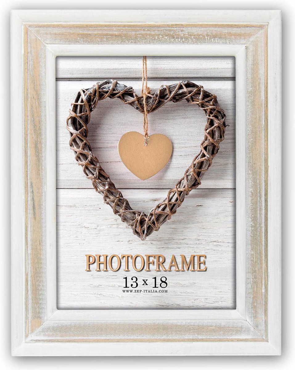 Zep - houten fotolijst zacapa wit bruin voor foto formaat 15x20 - ez568
