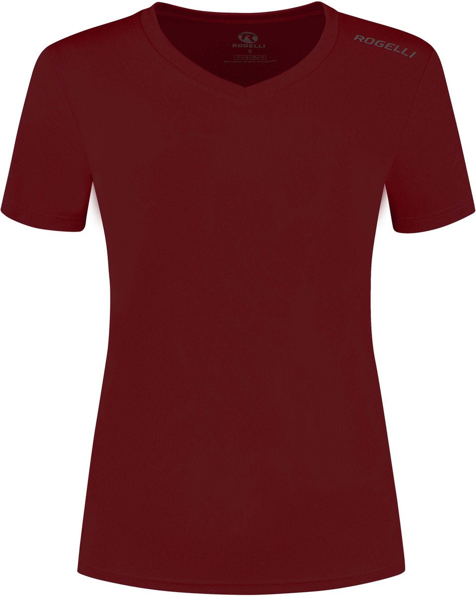 Rogelli promo hardloopshirt dames - korte mouwen - bordeaux - m