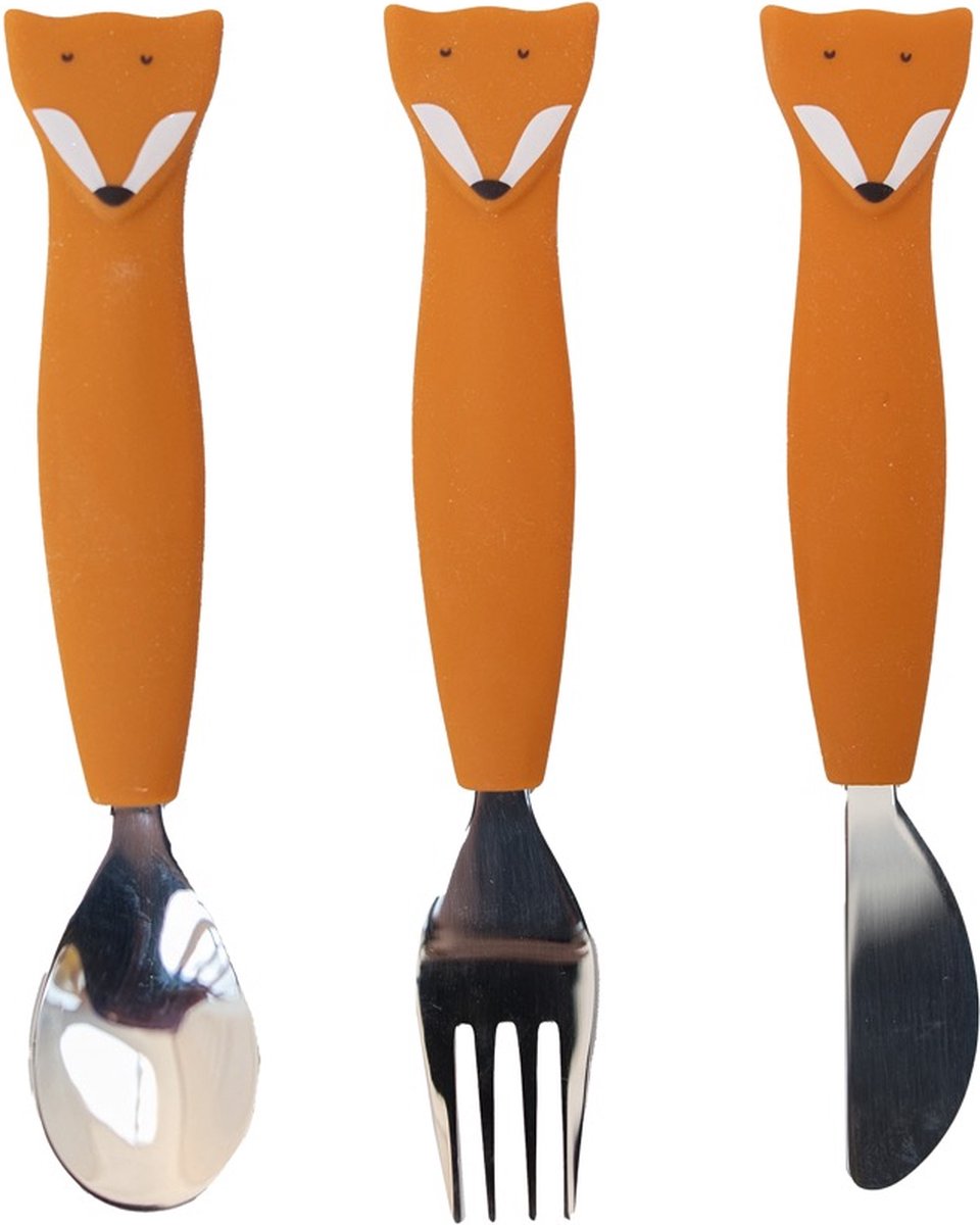 Trixie siliconen eetset - mr. fox, 3st.