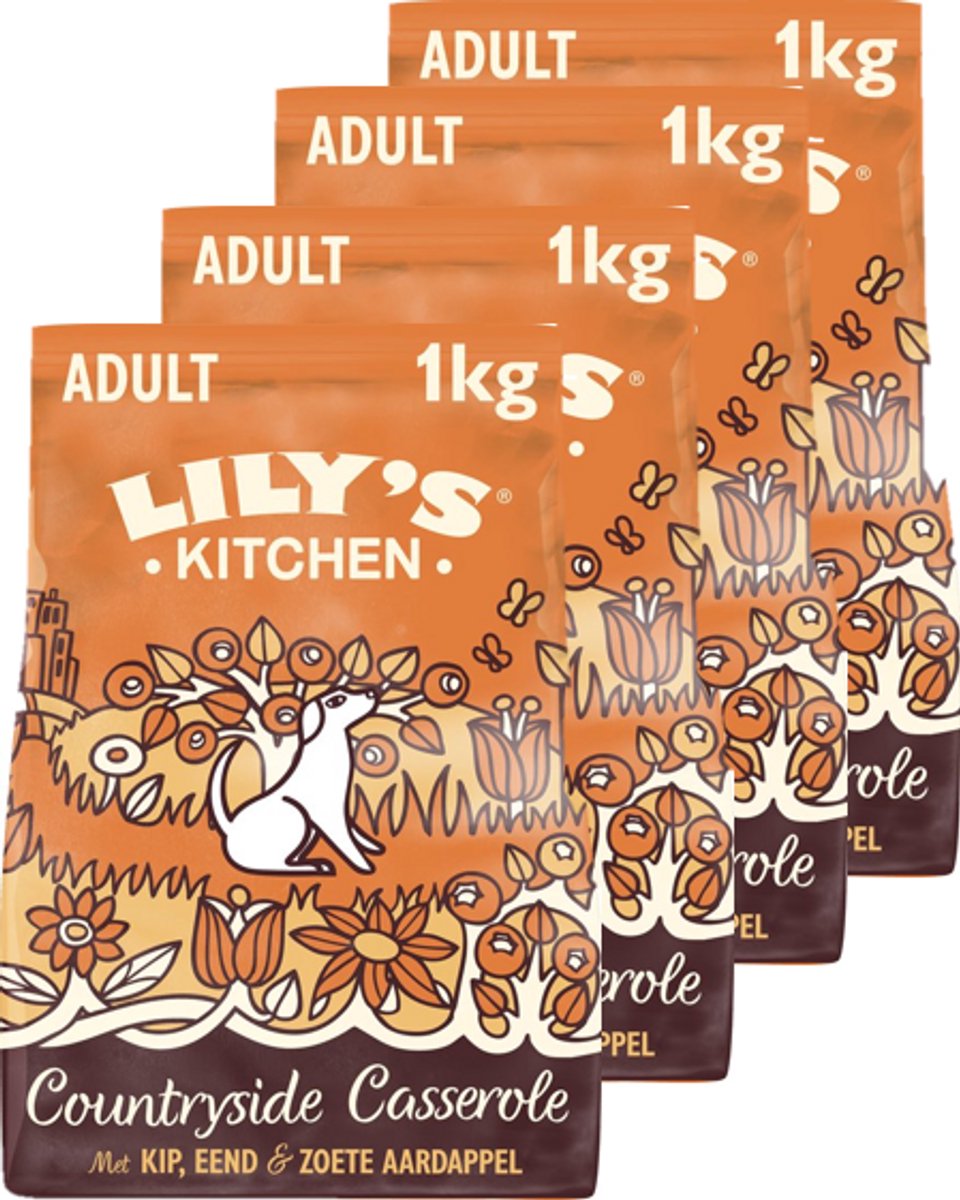Lily's kitchen - hondenvoer - droogvoer - countryside casserole stoofpotje countryside met kip eend - 4 x 1 kg