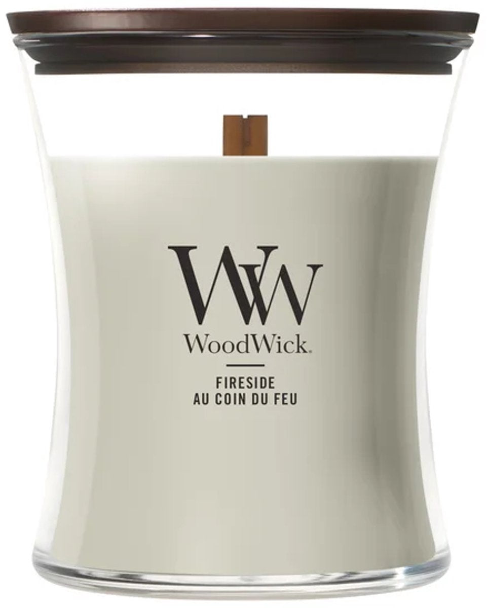 Woodwick hourglass medium geurkaars - fireside - 60 branduren