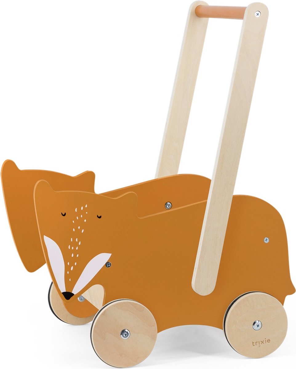 Trixie houten loopwagen - mr. fox - babywalker - kinder speelgoed - loopkar vanaf 1,5 jaar - voor jongens en meisjes - fsc