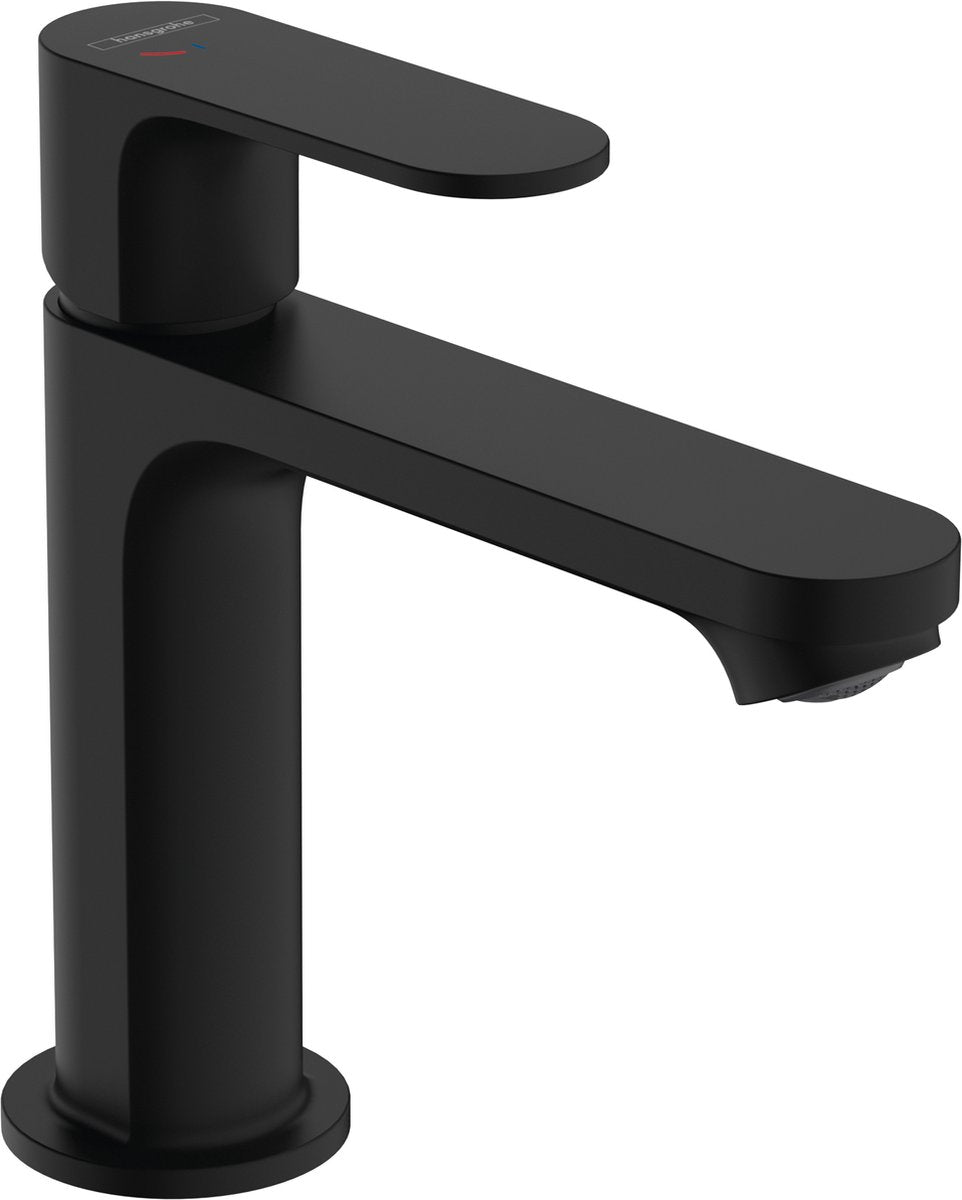 Hansgrohe rebris s - wastafelmengkraan - ééngreeps bediening - coolstart energiebesparend - ecosmart+ waterbesparend - met trekwaste - 110mm maat - mat zwart