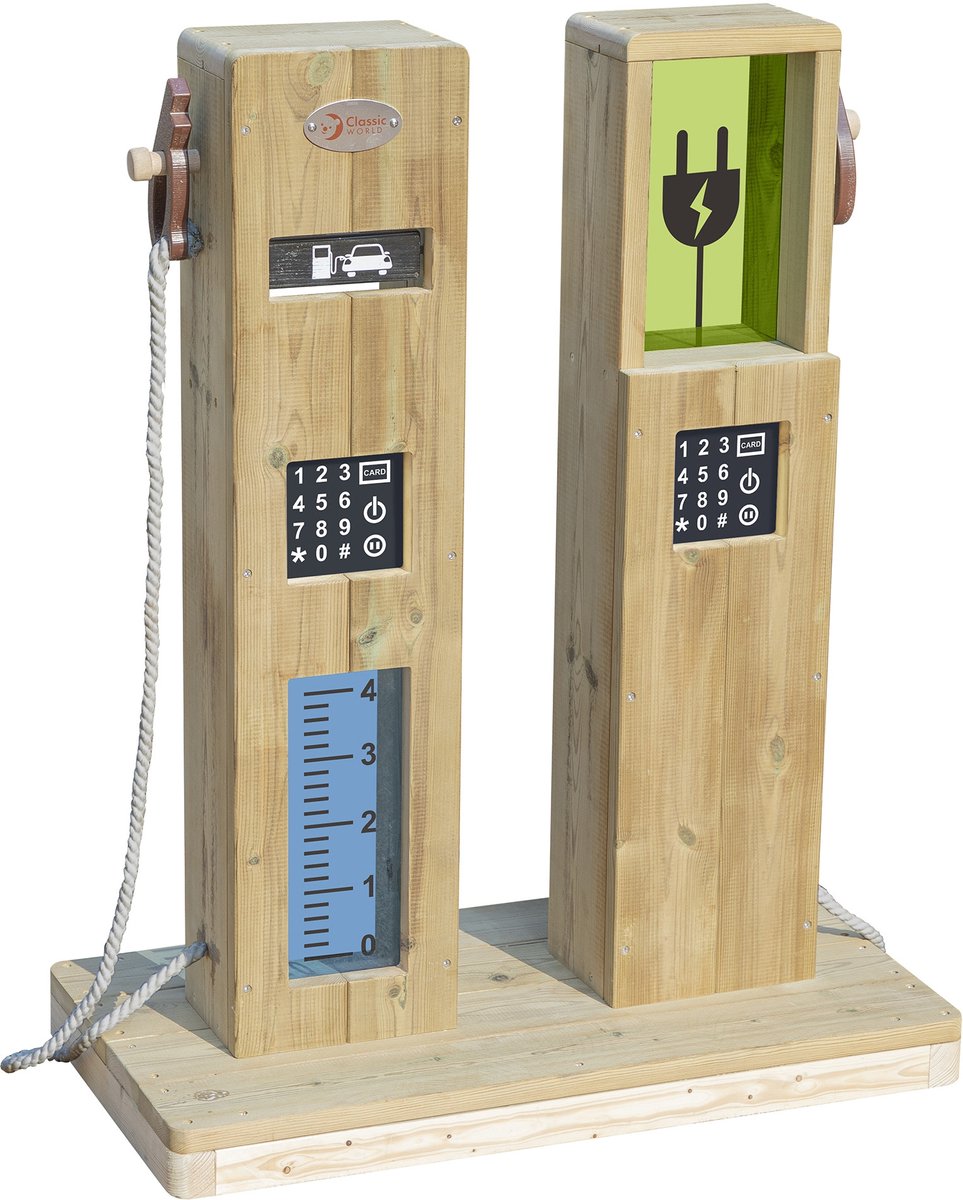 Klassieke wereld houten buitenspeeltankstation