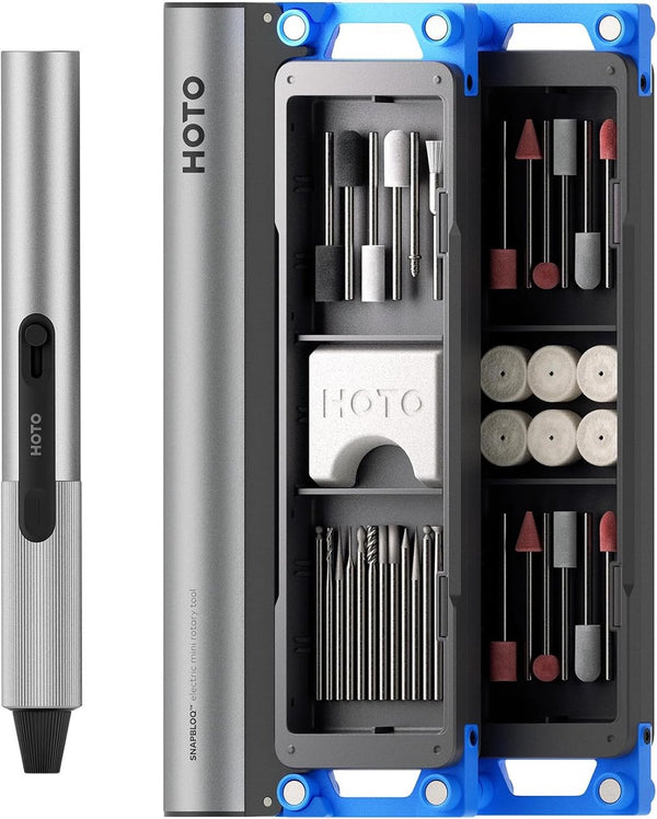 Hoto snapbloq™ r-a04 electric mini rotary tool kit (38-piece) – elektrische mini-draaischijf – draadloze graveerpen – 22.000 tpm – borstelloze motor – 38 accessoires – precisiegereedschap voor doe-het-zelf, 3d-printen en knutselen