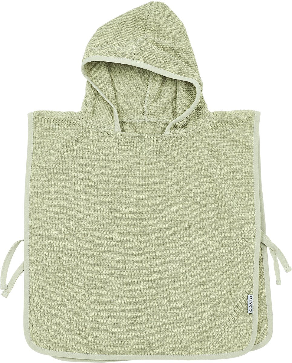 Meyco baby popcorn badponcho - soft olive - 1-3 jaar