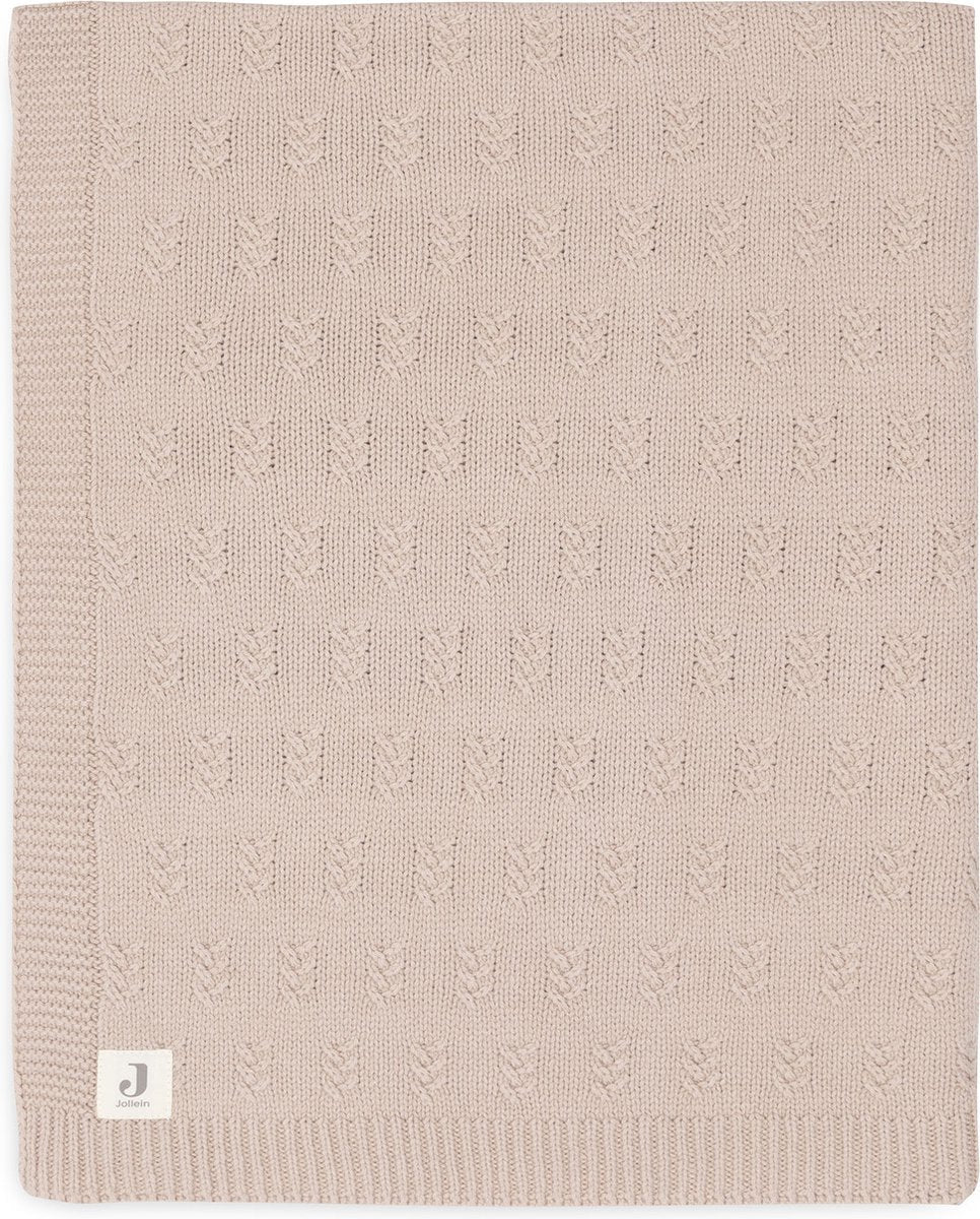 Jollein - deken ledikant 100x150cm - dekentje baby - grain knit - wild rose