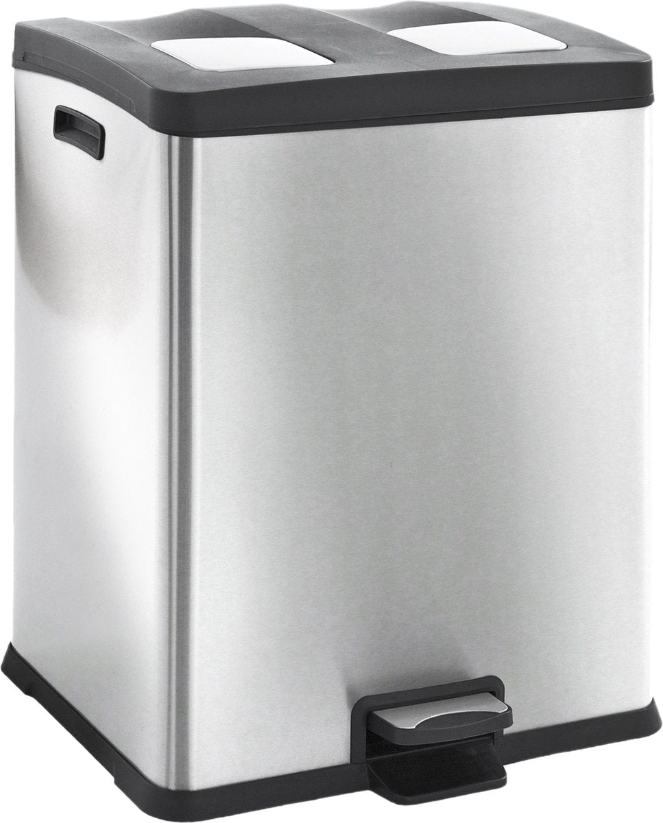 Eko - rejoice recycling pedaalemmer 30+30 liter - stainless steel plastic - mat rvs - prullenbak