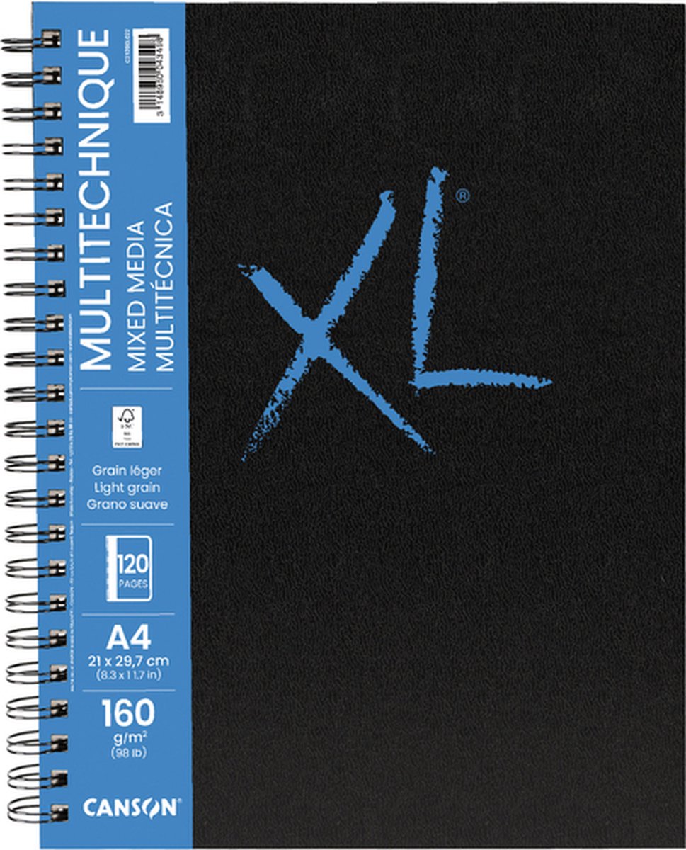 Canson - schetsboek mix media xl a4 60v 160gr spiraal