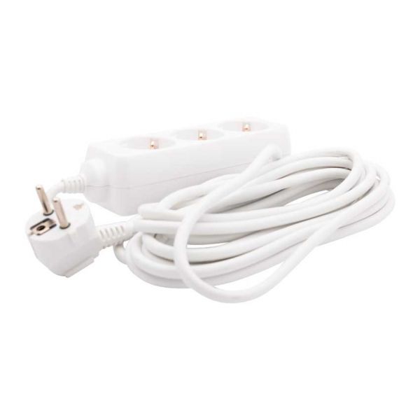Prise de courant blanche 5M, avec terre de protection. 3 connexions (paquet suspendu)