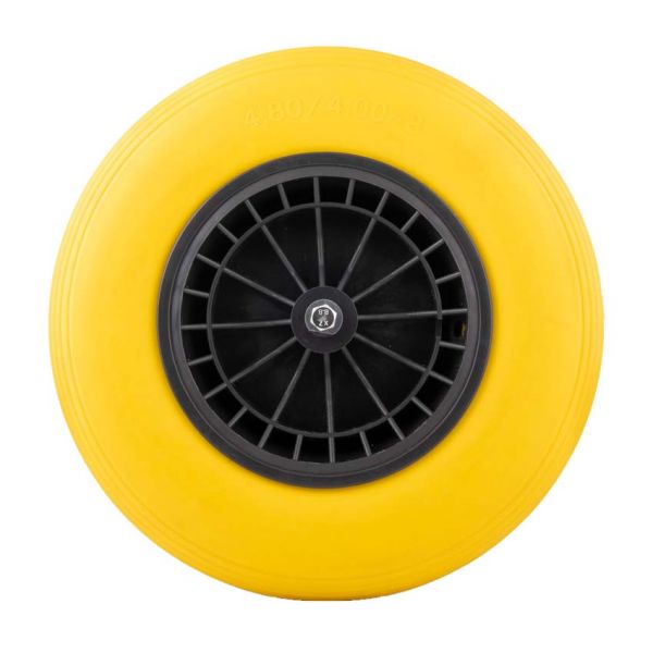 Roue de brouette 4.00-8 pu plastique jaune