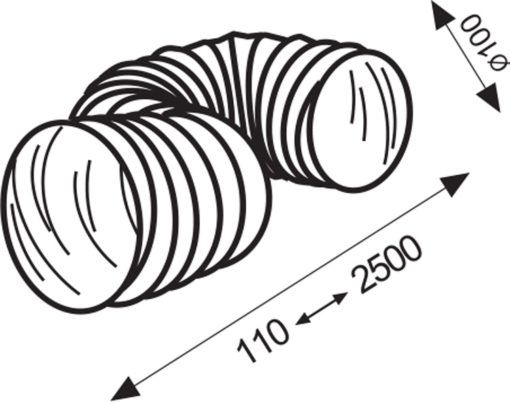 Slang flexibele pvc met 100 mm 2,5 meter