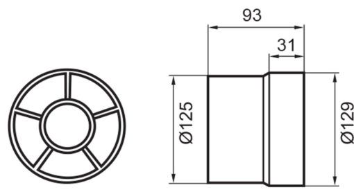 Buisventilator 125 mm basic wit