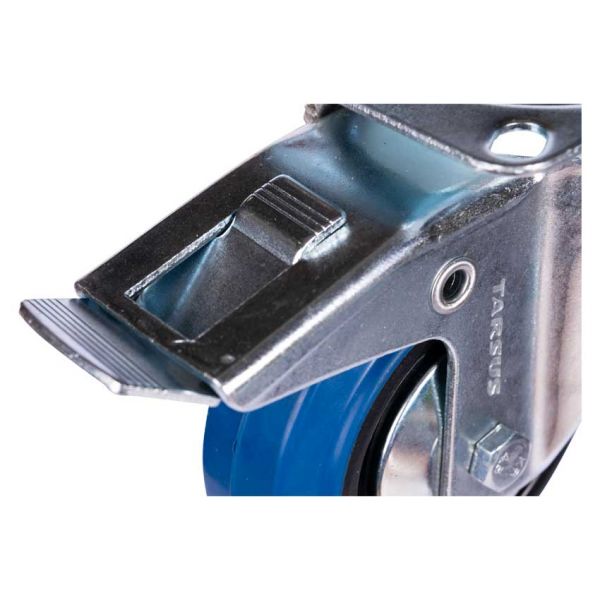 Tarsus zwenkwiel + rem 125 mm. blauw