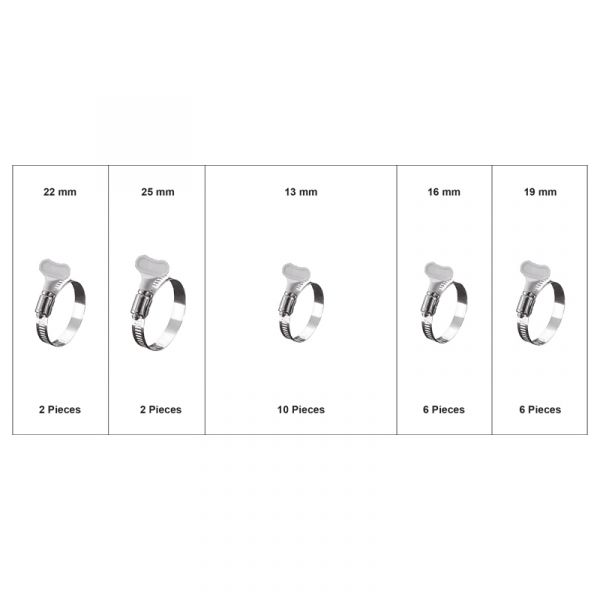 Colliers de serrage TOPGEAR avec aile ass. 26 pièces.