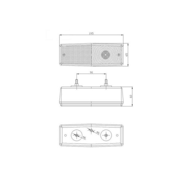 Ac hterlicht retro classic l=r 195x65 mm.