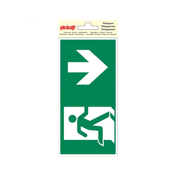 Sticker nooduitgang naar beneden - 100x200 mm.