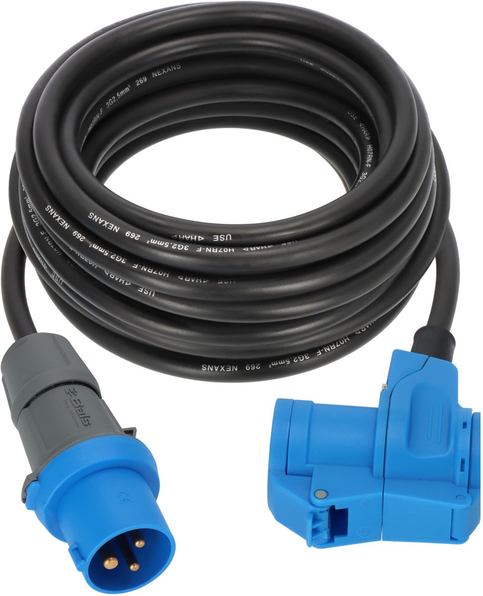 Brennenstuhl cee camping verlengkabel 10m kabel in zwart (cee stekker en hoekkoppeling incl. veiligheidscontact combinatie stopcontact, 230v 16a, voor permanent gebruik buitenshuis, made in germany)