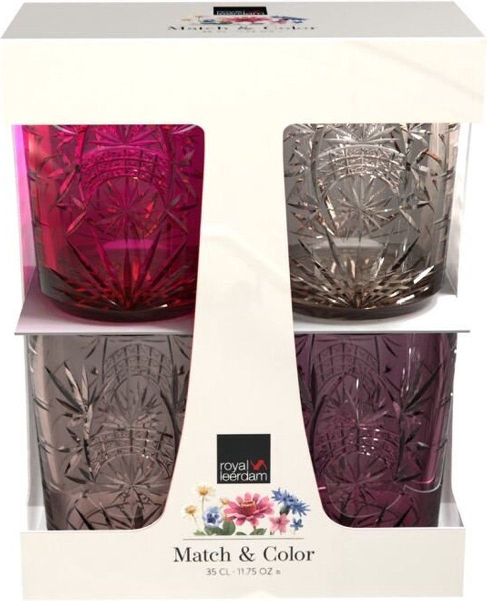 Royal leerdam matchkleur roze set 4