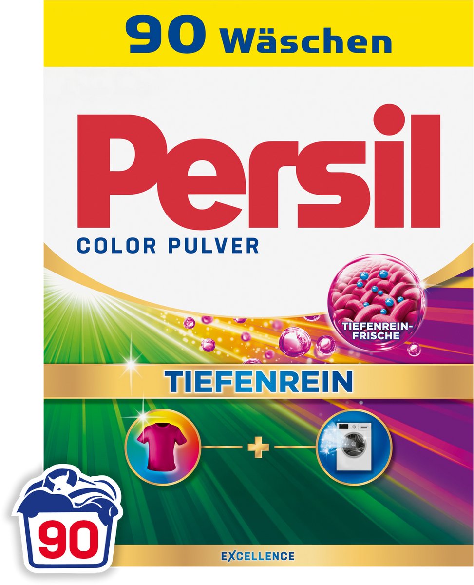 Persil waspoeder color - wasmiddel - gekleurde was - krachtige vlekverwijdering - hygiƫnische frisheid - grootverpakking - 90 wasbeurten