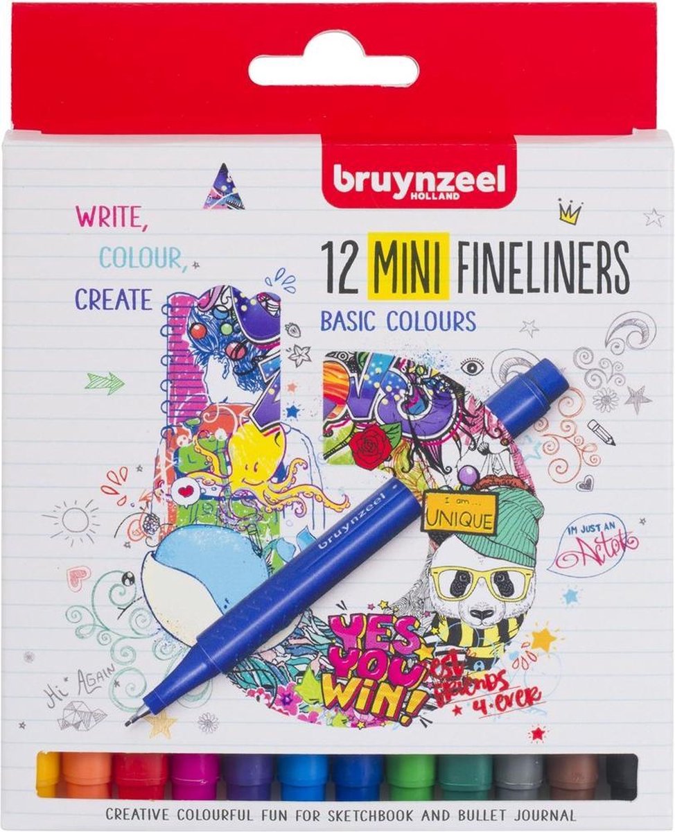 Bruynzeel fineliner miniset 12 kleuren