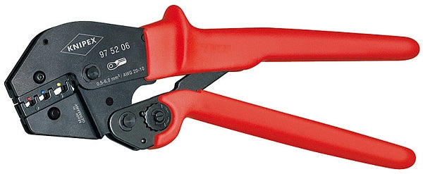 Knipex krimptang 97 52 06 (rood zwart, ovale krimp, openingsveer)