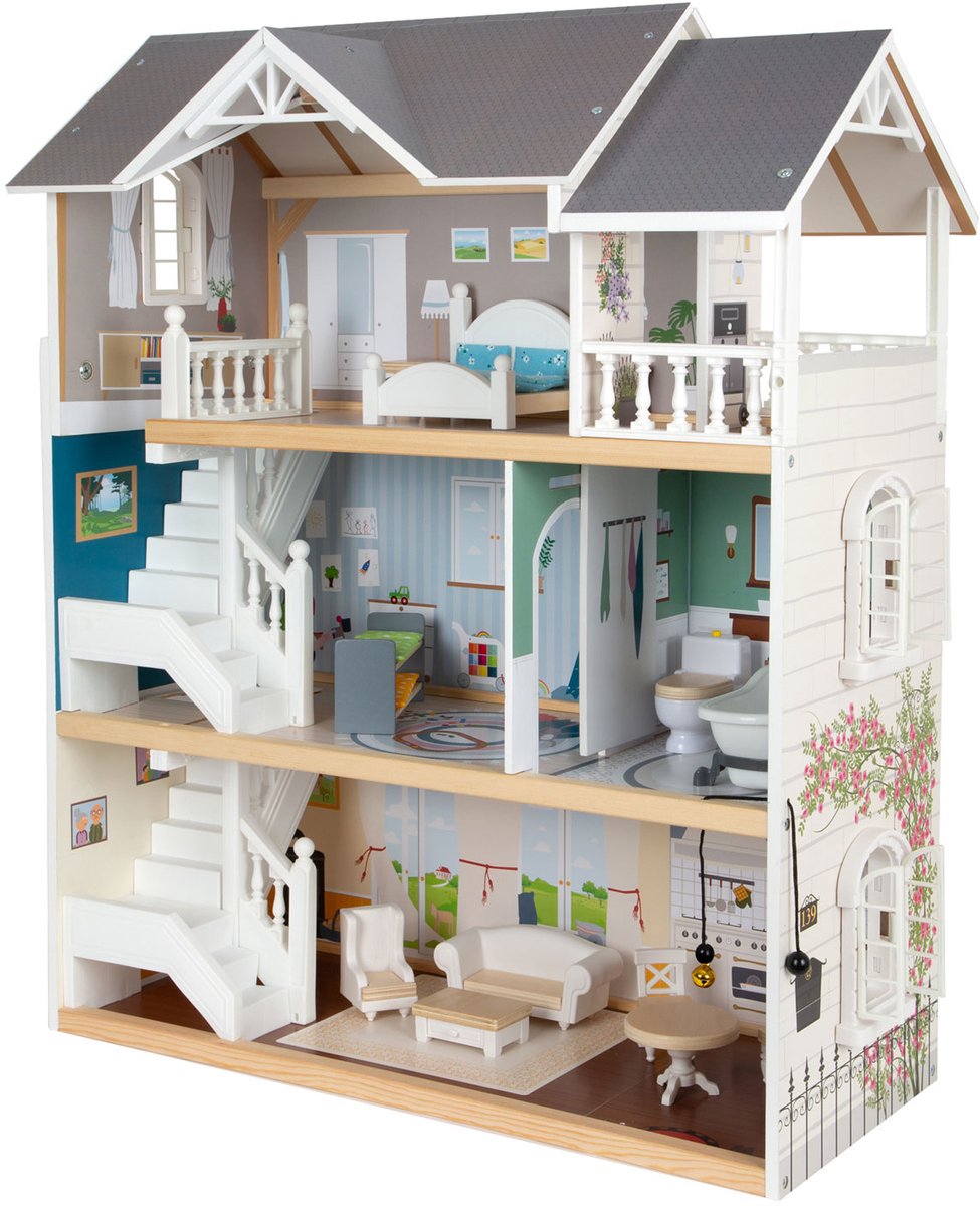 Small Foot Houten Stadsvilla Poppenhuis met Accessoires, 13dlg.