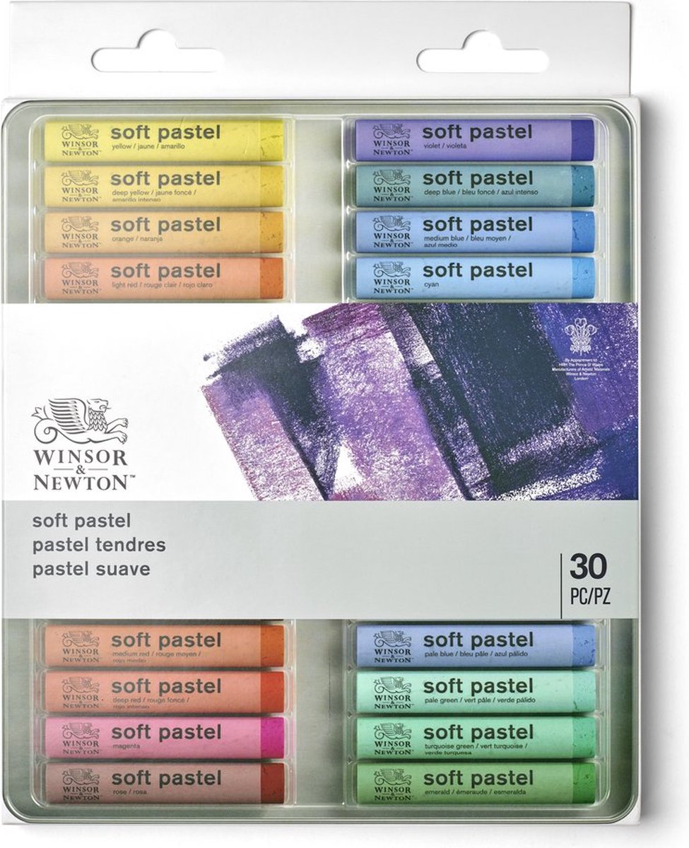 Winsor newton 1790002 soft pastel box – 30 stuks, pastelkrijt voor tekenen en schilderen, hooggepigmenteerd lichtvast
