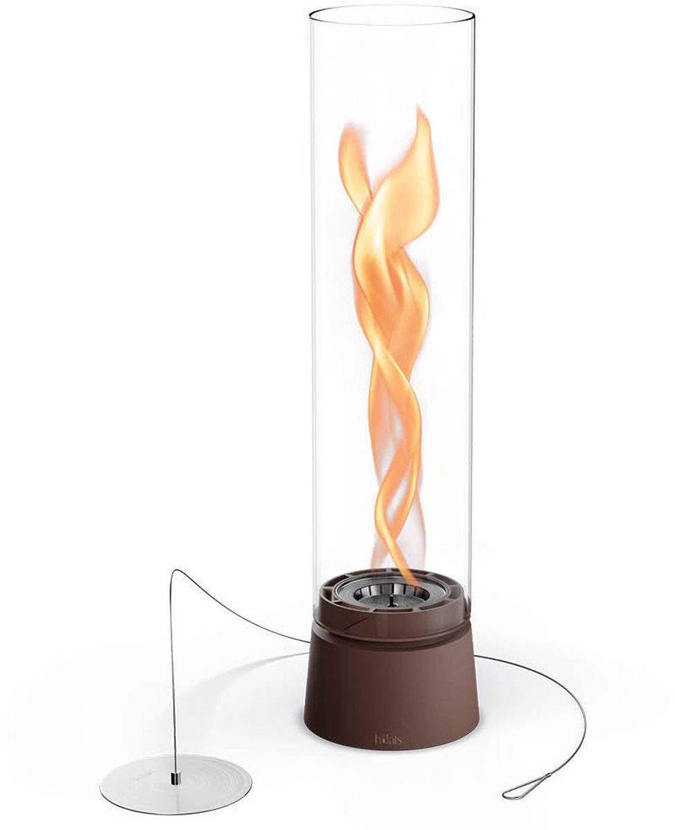 Höfats spin air tafelvuur 900 roest bruin tafelhaard voor binnen en buiten, moderne bio-ethanoltafelhaard met lange brandduur, innovatieve biobrandertechnologie, verwarmende haard met vlammenwerveling