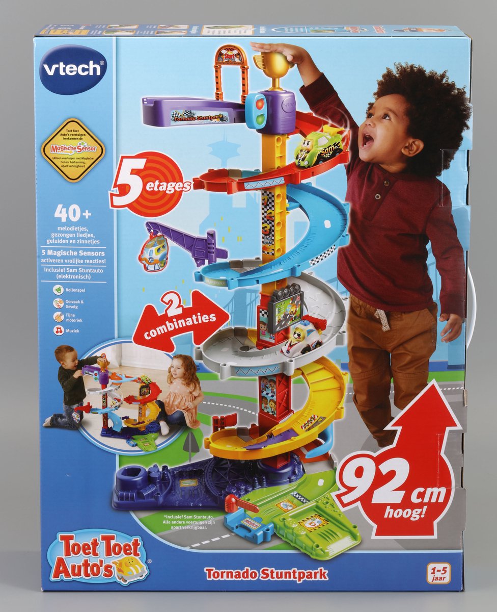 Vtech toet toet auto's tornado stuntpark - race toren autobaan met sam stuntauto - moedigt rollenspellen aan - cadeau - 1 tot 5 jaar
