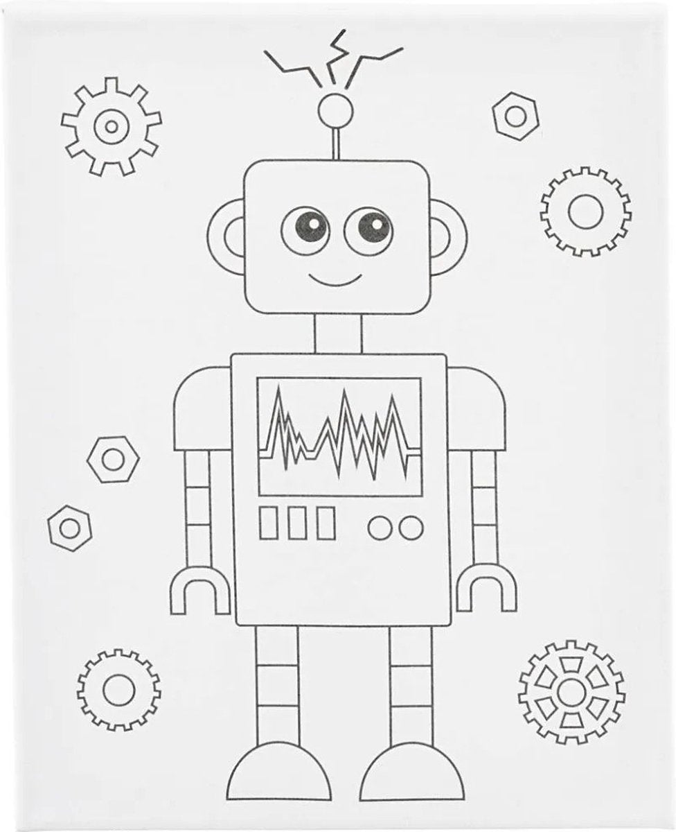 Creativ company schildercanvas met print robot - 24x30cm