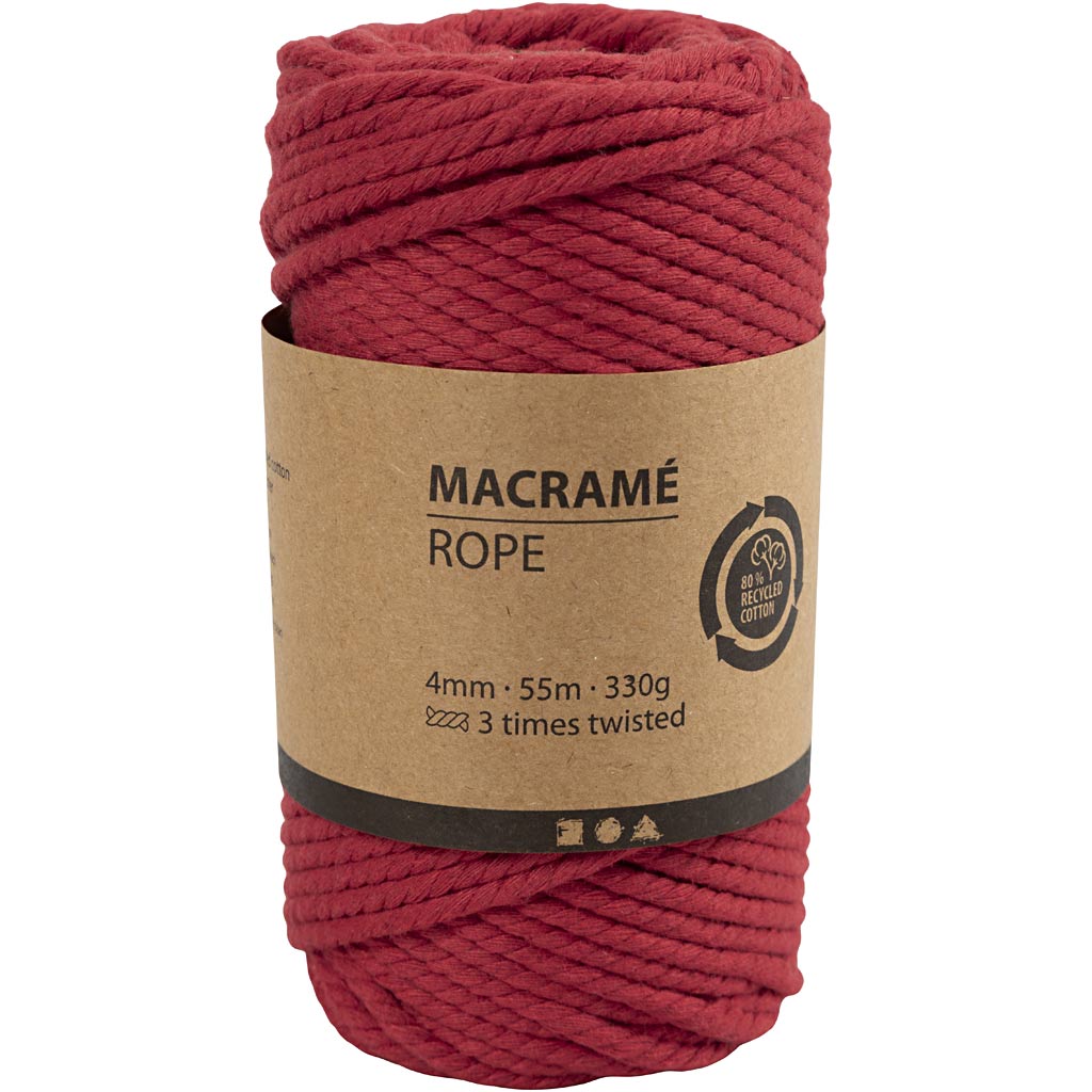 Creativ company macramé koord rood, 55m