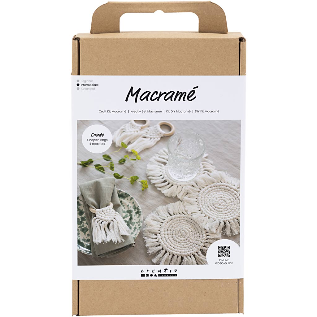 Creativ company hobbyset macrame tafeldecoratie gebroken wit