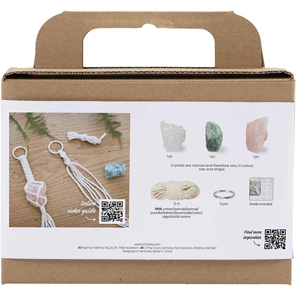Creativ company https: www.cchobby.nl mini-hobbyset-macrame-sleutelhangers-mat-transparant-dusty-groen-zacht-roze-licht-naturel-1-doos