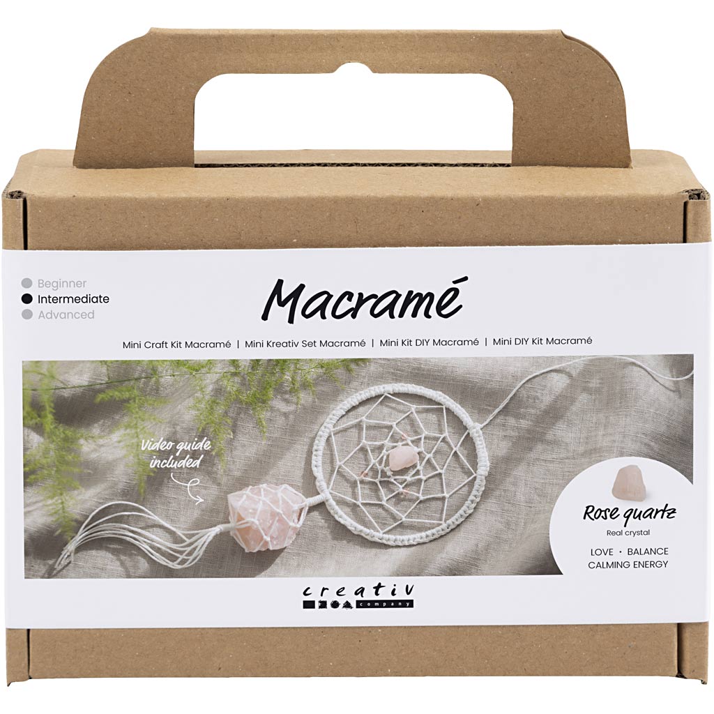 Https: www.cchobby.nl mini-hobbyset-macrame-dromenvanger-met-rozenkwarts-lichtroze-wit-1-doos
