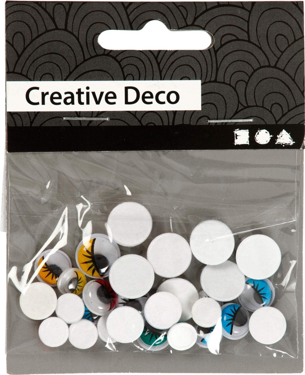 Creativ company cc gekleurde wiebelogen wimpers d: 8-12mm 30 stuks