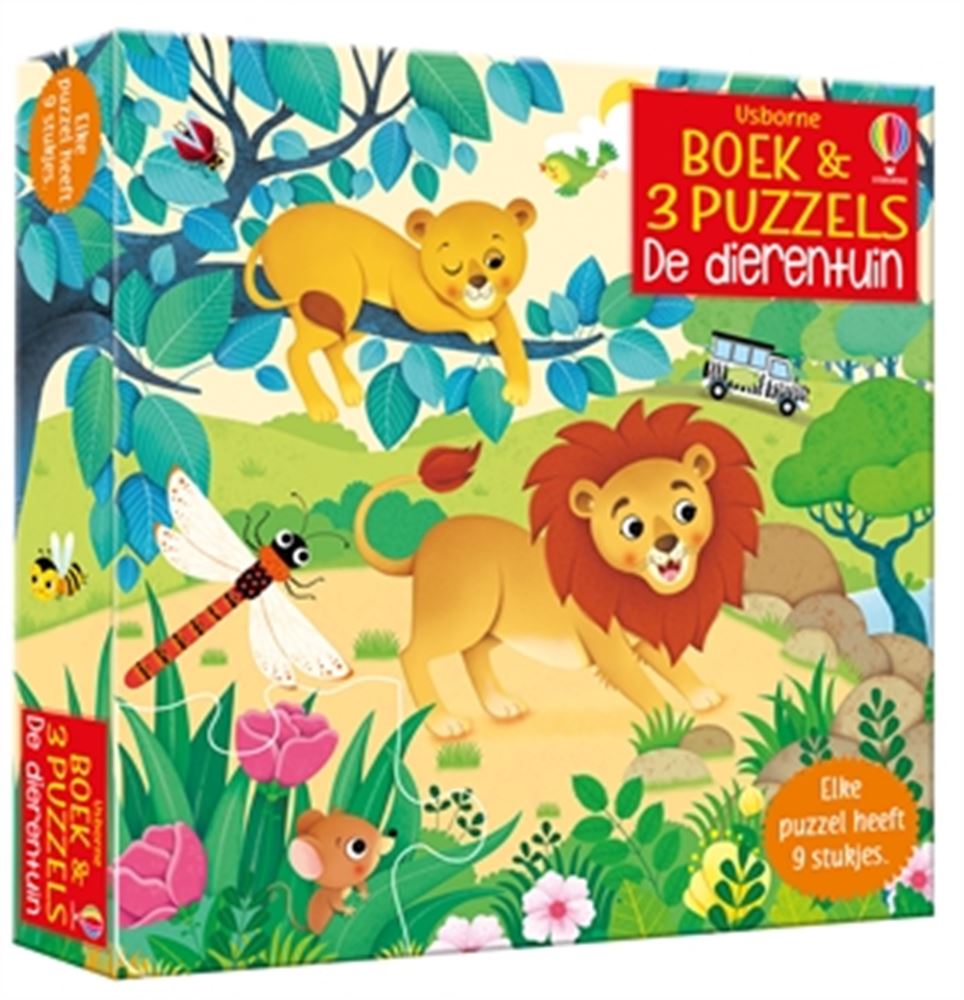 Boek met 3 puzzels, de dierentuin. 3+