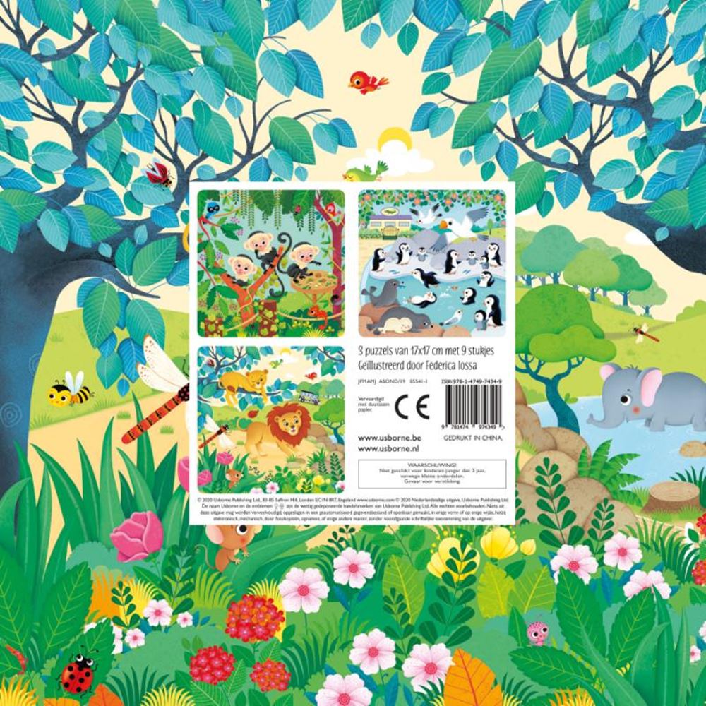 Boek met 3 puzzels, de dierentuin. 3+