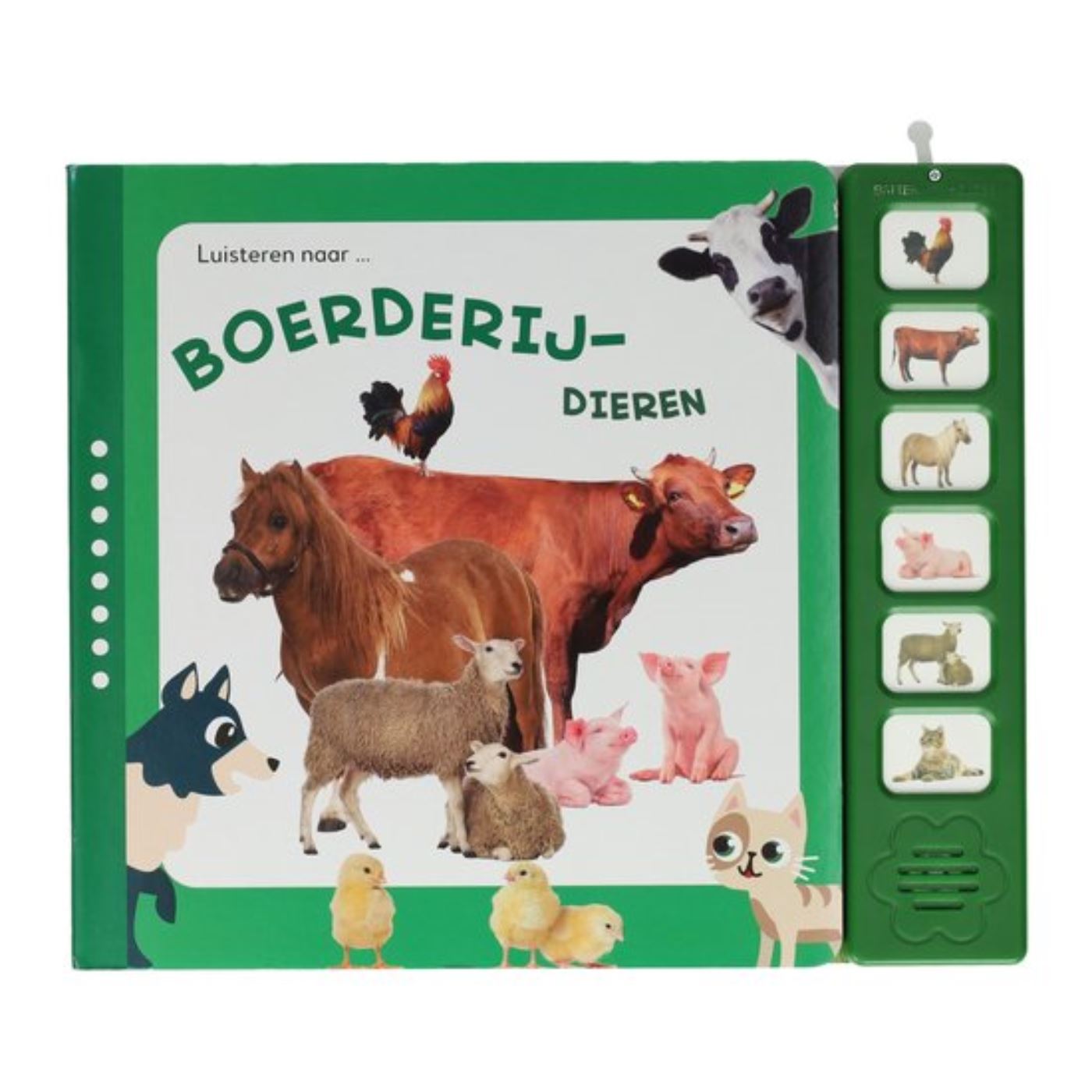Luisteren naar boerderijdieren geluidenboek
