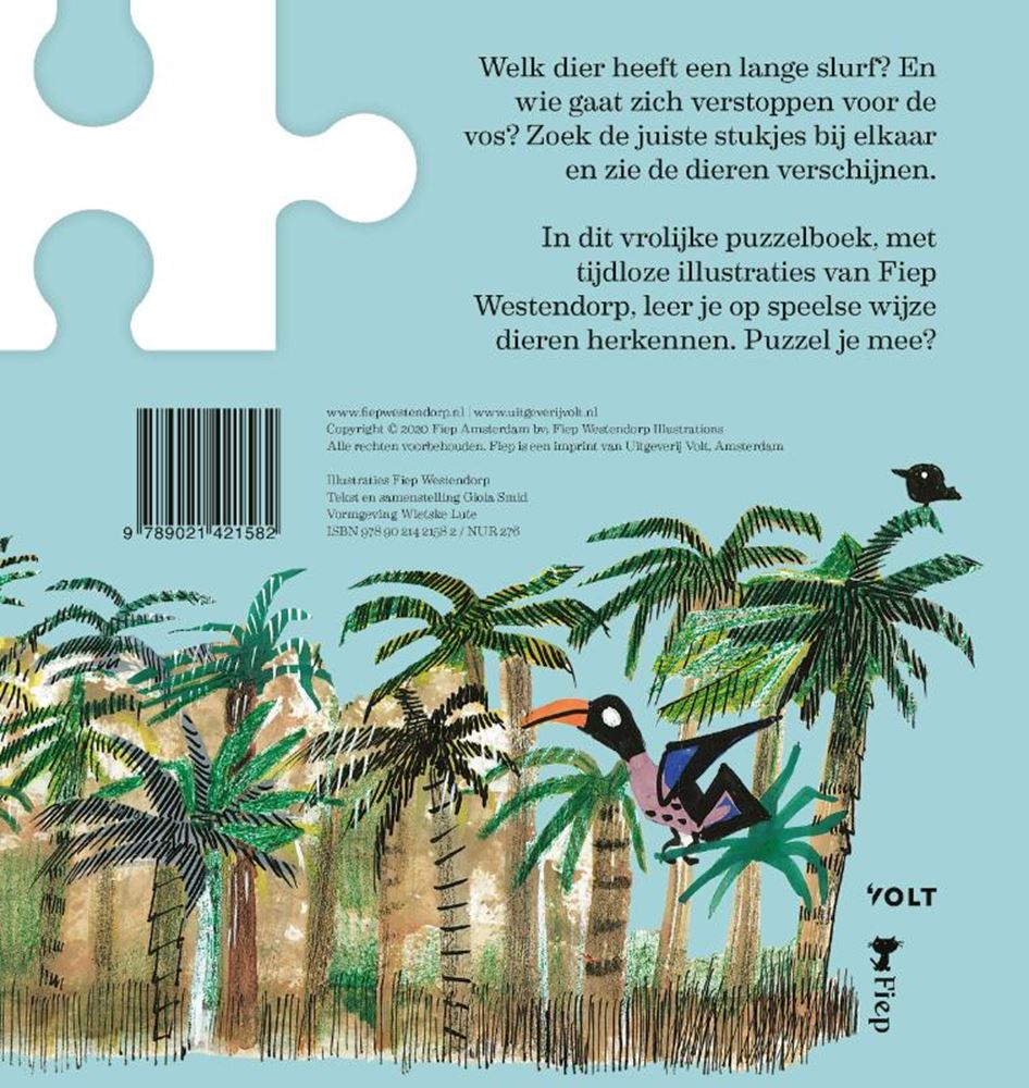 De dieren van fiep in puzzelstukjes