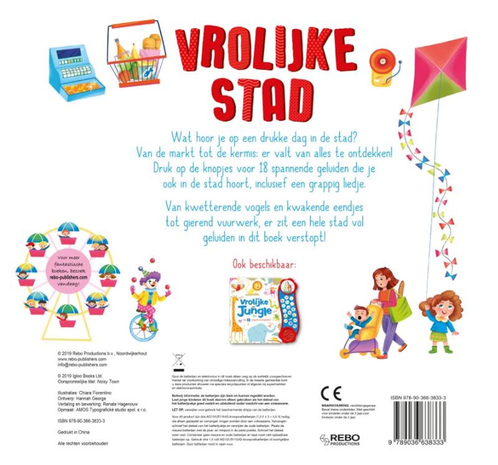 Rebo uitgeverij geluidenboek vrolijke stad