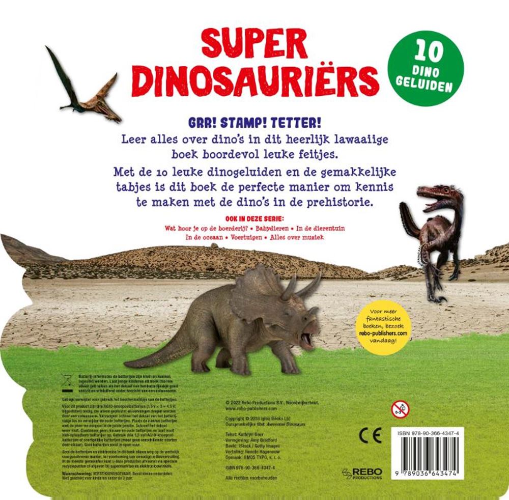 Rebo uitgeverij geluidenboek superdinosauriërs