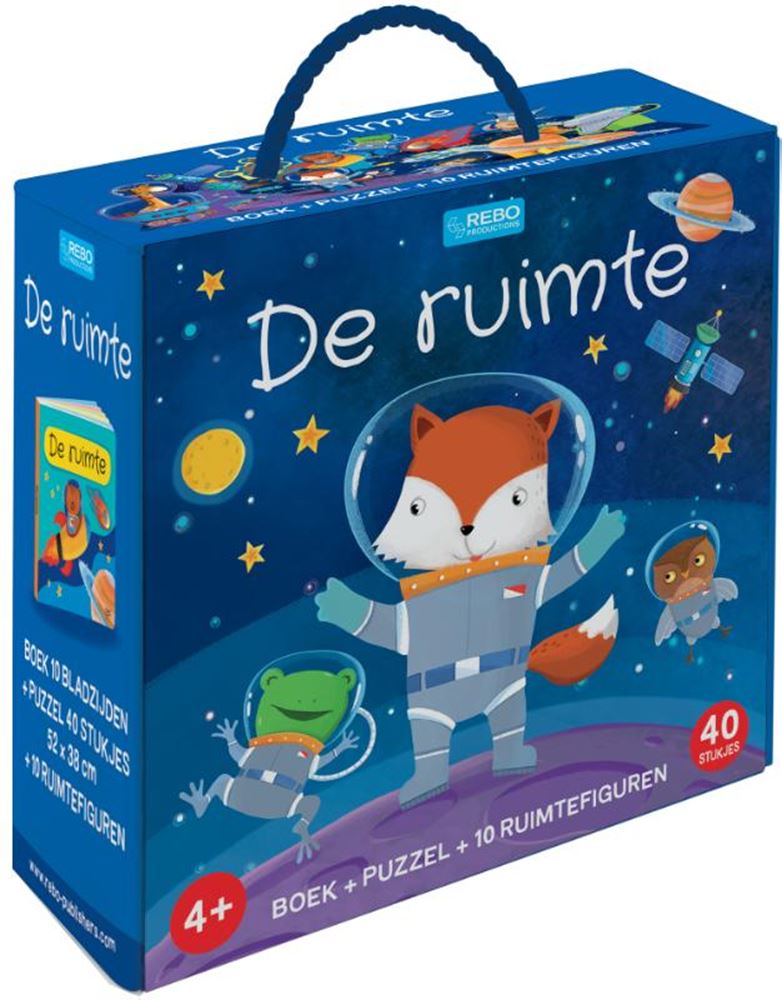 Rebo uitgevers de ruimte - boek en puzzel, 10 figuren