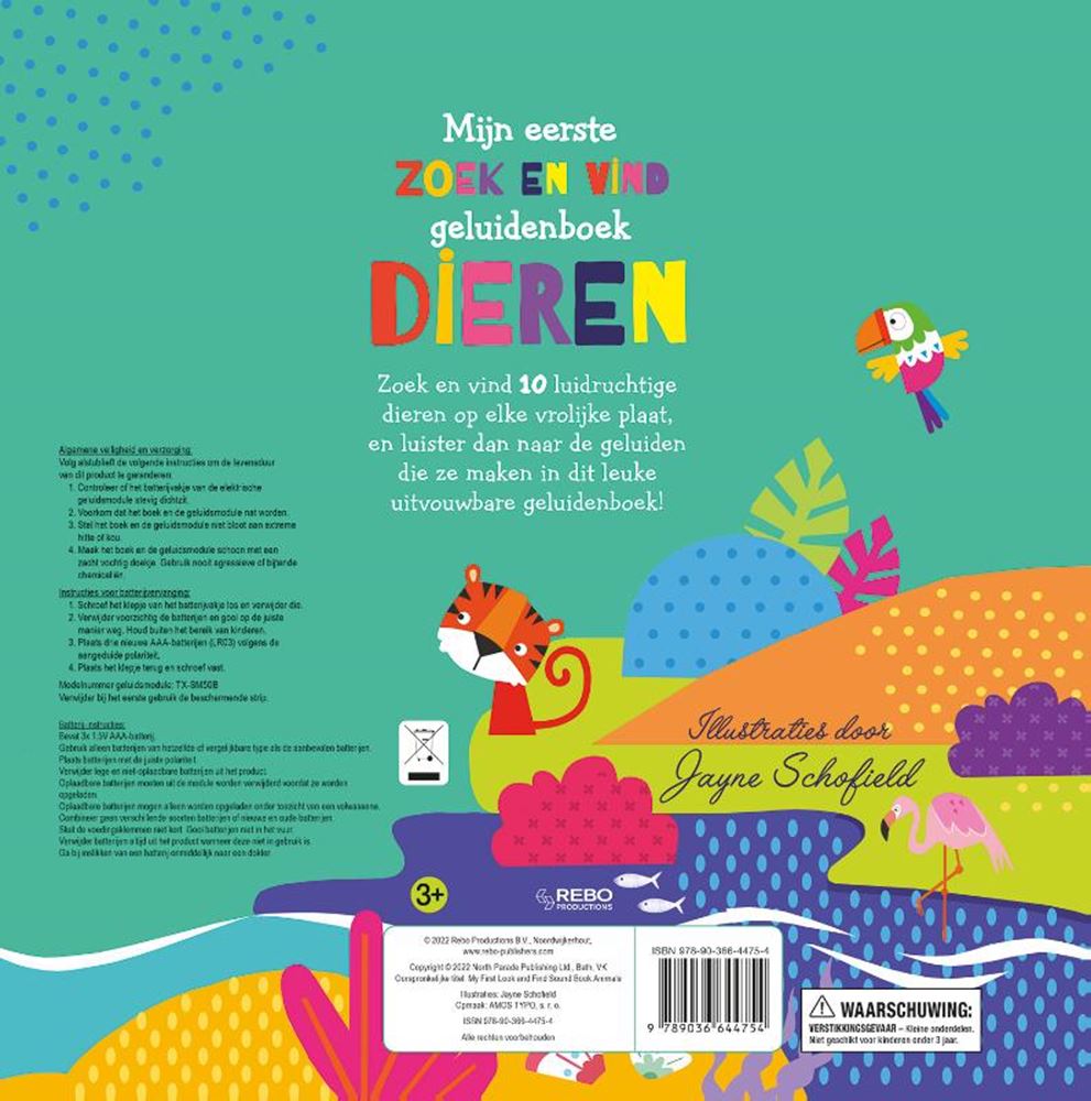 Rebo uitgeverij geluidenboek dieren - zoek en vind