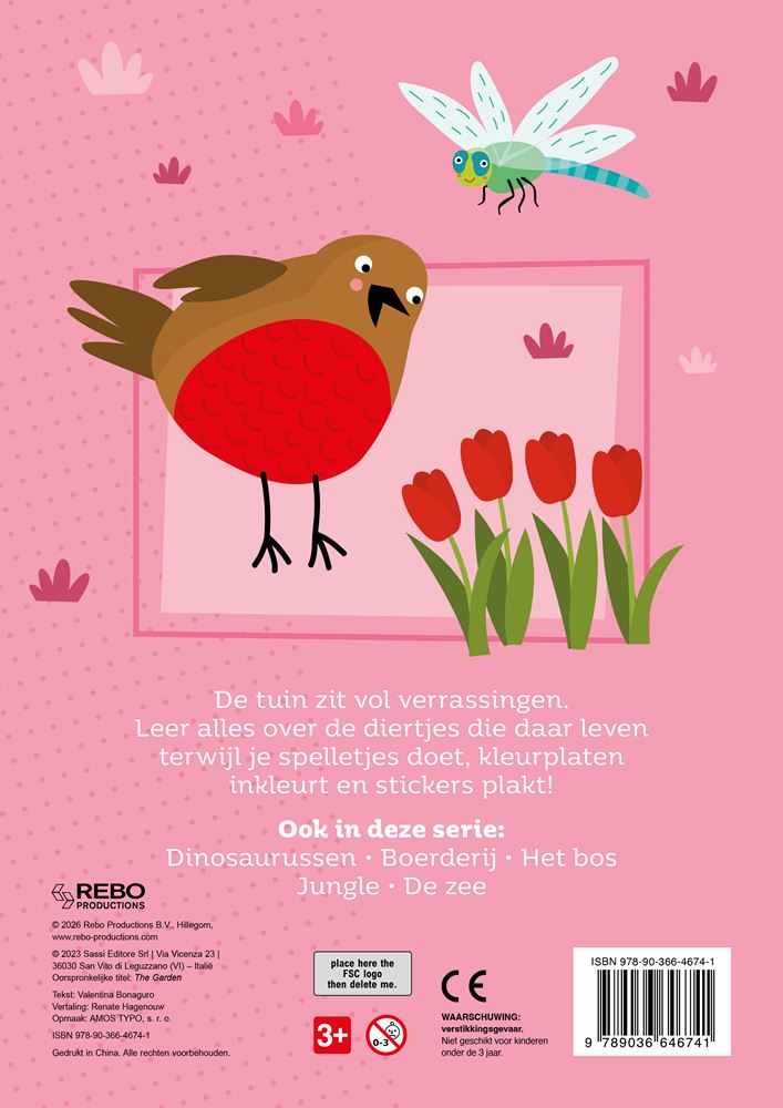 Stickerboek de tuin - 60 stickers. 3+