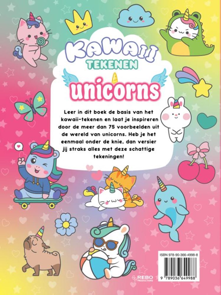 Rebo publishers kawaii tekenen unicorns friends 4+