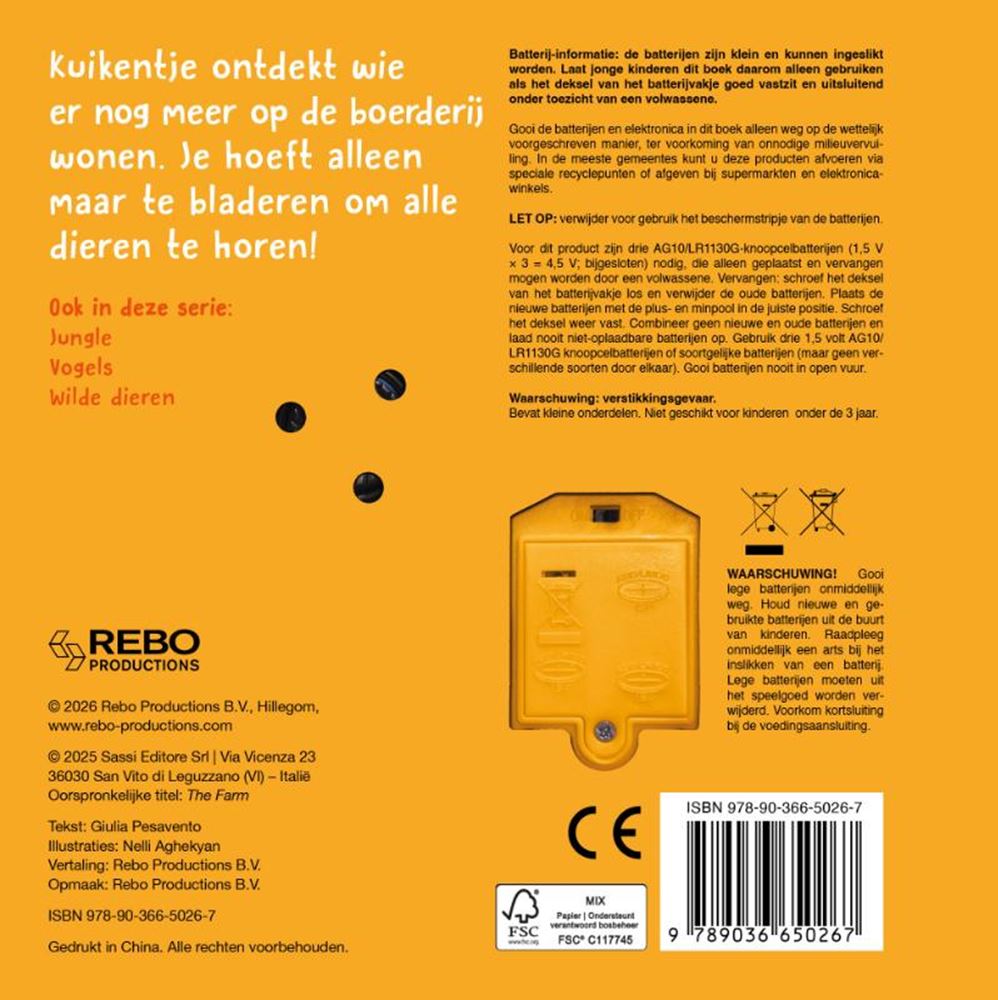 Rebo publishers geluidenboek: boerderij. 6 geluiden. 0+